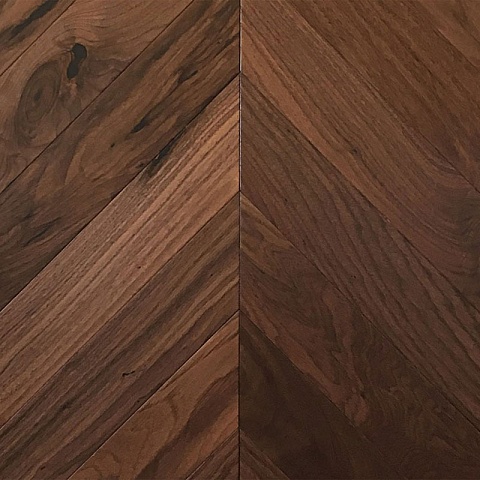 Wood Bee Chevron  Американский Орех Кангари гладкий глянец Cangaree, UV-лак gloss 30±5% (левая) (фото 1)